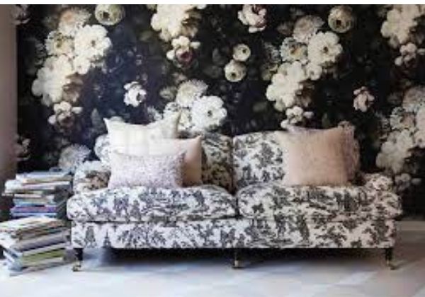 floral design wall living room