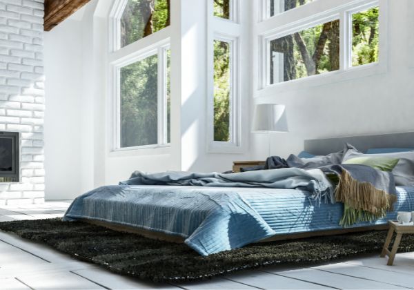 small bedroom interior design - low slung bed 