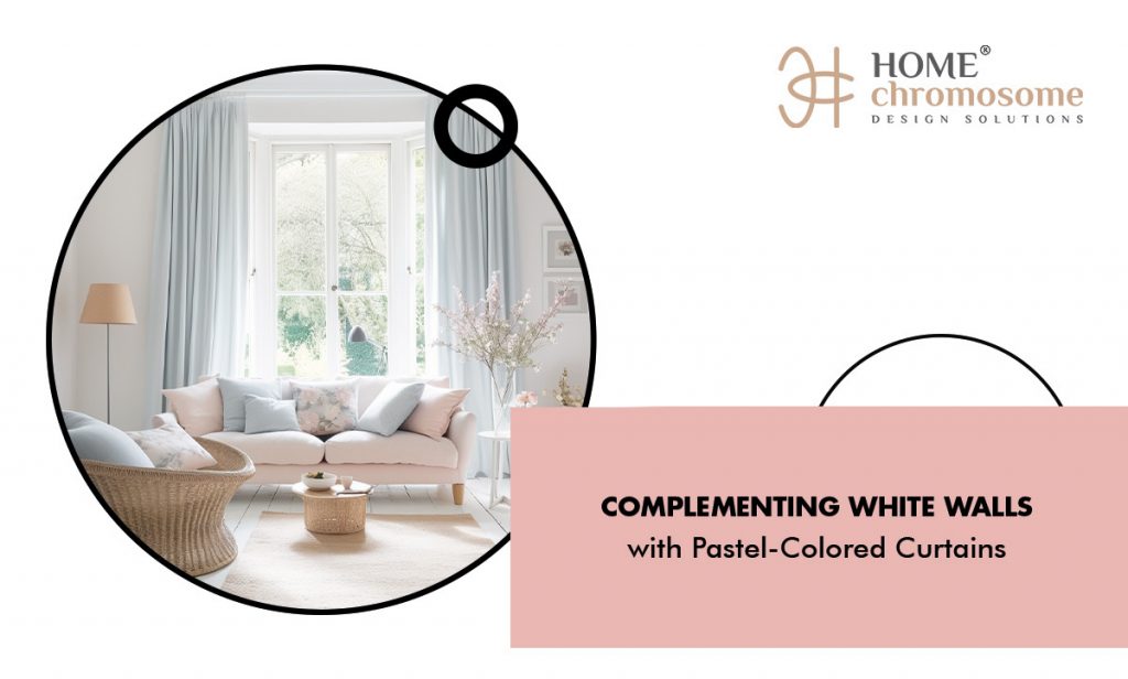Complementing White Walls with Pastel-Coloured Curtains